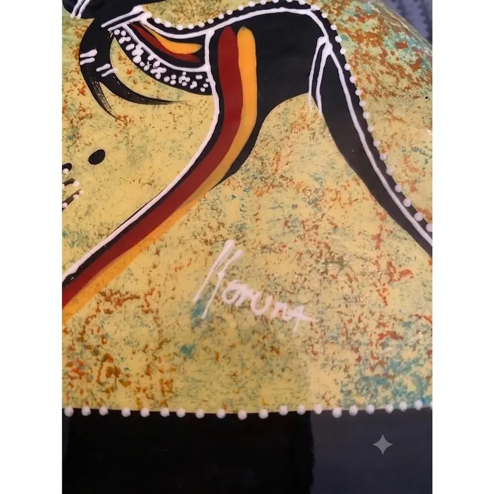 Vintage Koruna Australian Pottery Kangaroo Vase, Hand-Painted Indigenous Style
